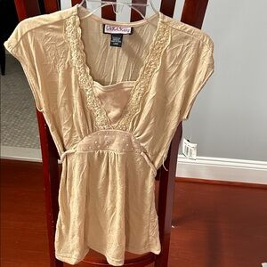 Elegant Tan Lace Kids Blouse
